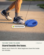 Stand beside the base, front foot level with it